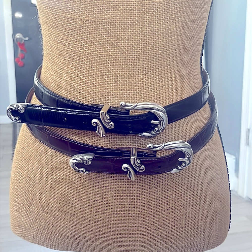 Brighton Black & Brown Leather Belts  24503 Vintage 1990s Western Women Style